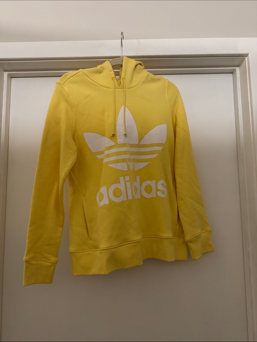 adidas Yellow Hoodie with White Trefoil Logo